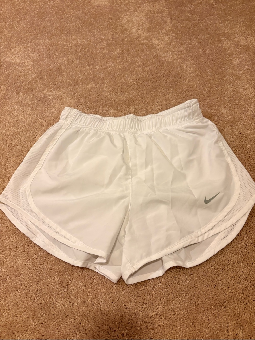 Nike Women's White Athletic Running Shorts with Mesh Trim